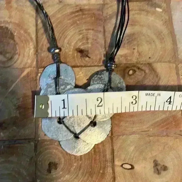 Silver Overlapping Circles Rustic Necklace - Picture 7 of 10